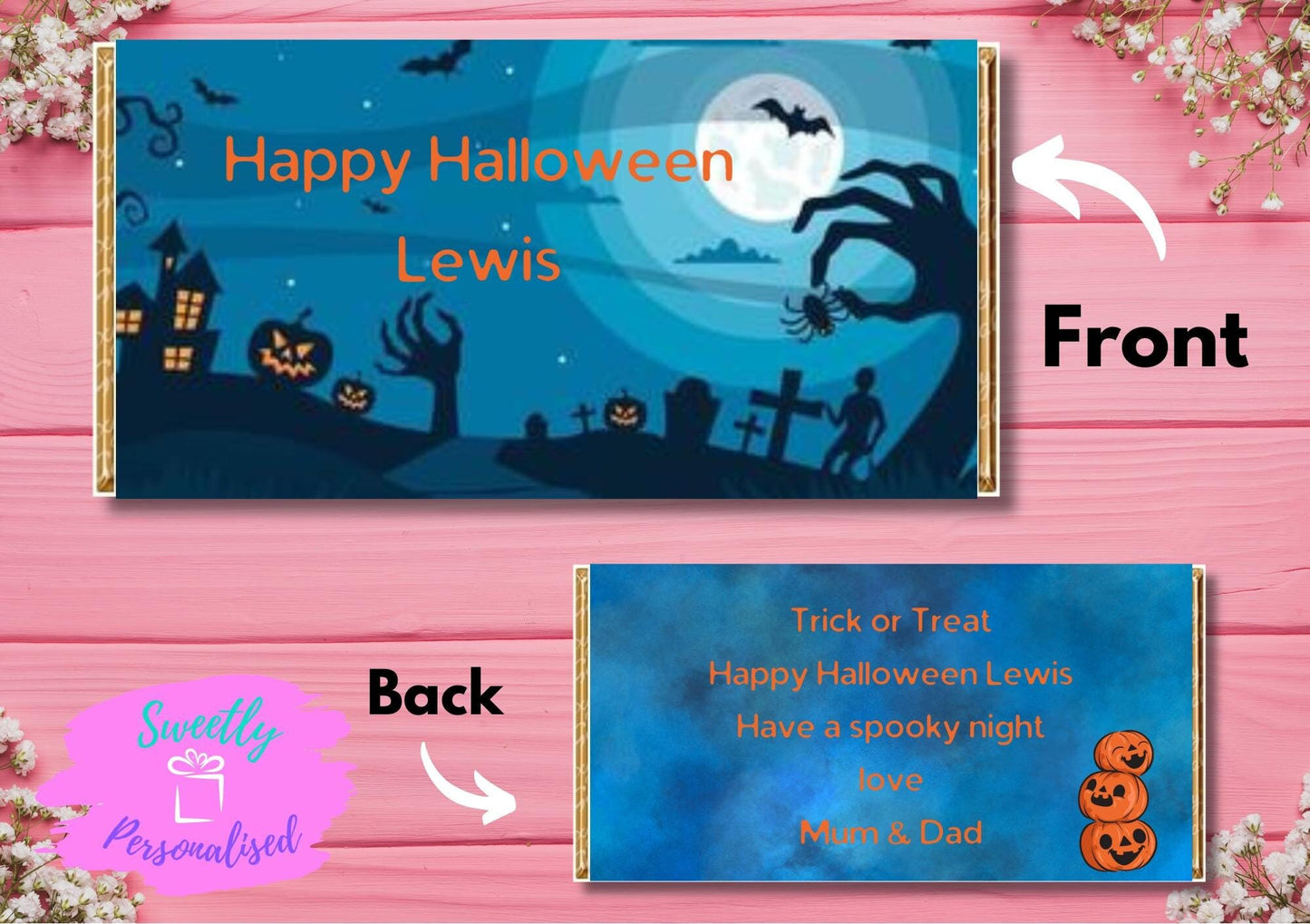 Personalised Halloween Sweet Chocolate Bar Wrapper Gift