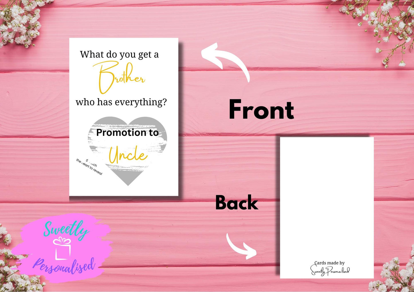 Pregnancy reveal scratch card, Pregnancy announcement, Brother promoted to Uncle. reveal scratch card, Uncle, Uncle again