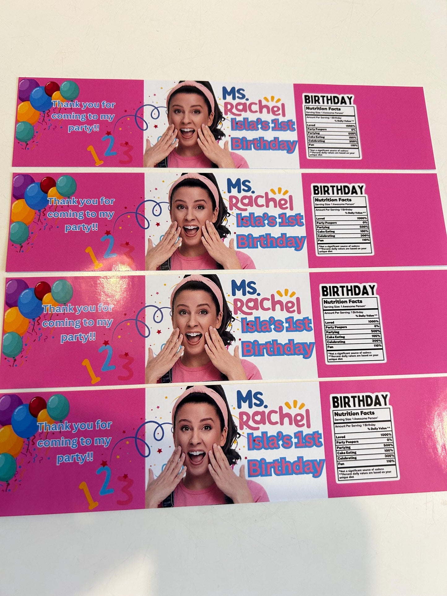 5 X Bluey Personalised Fruit Shoot & Water Bottle Wrapper Labels Birthday Novelty Party Bag Fillers