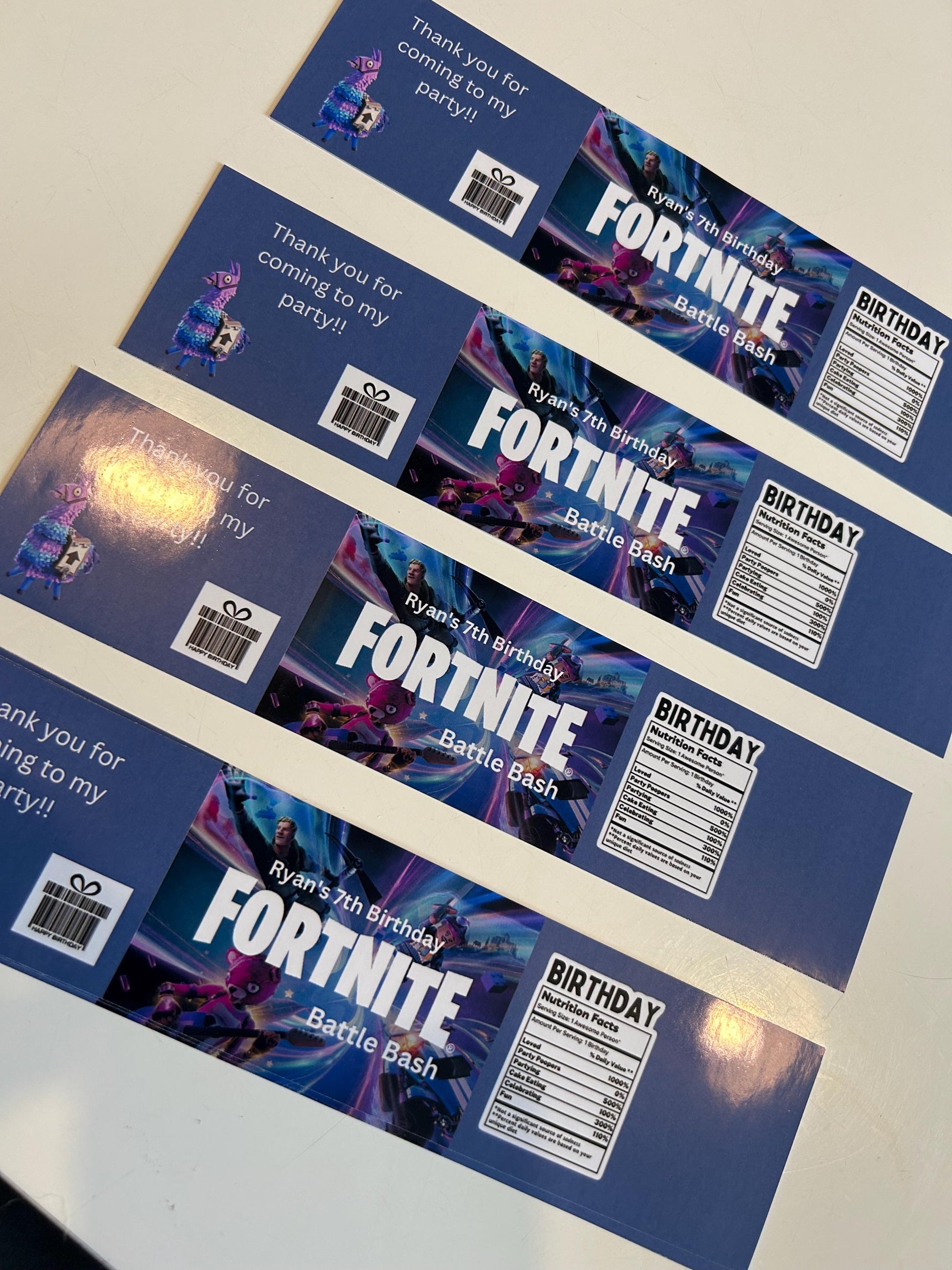 Personalised Fortnite  Battle Royale Fruit Shoot bottle labels for children's birthday parties