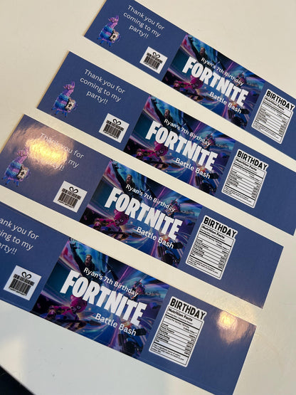 Personalised Fortnite  Battle Royale Fruit Shoot bottle labels for children's birthday parties