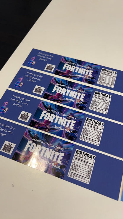 Personalised Fortnite  Battle Royale Fruit Shoot bottle labels for children's birthday parties