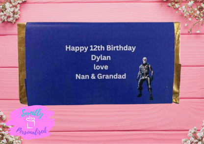 Personalised Gamer Battle Royale Chocolate Bar Wrapper Birthday Christmas Easter Gift