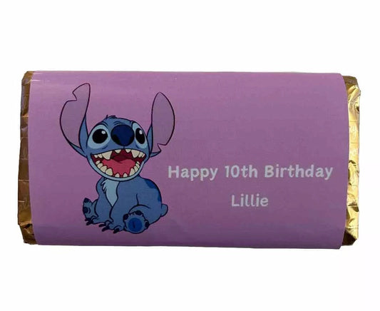 Personalised Stitch Chocolate Bar Wrapper Birthday Christmas Easter Gift