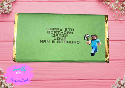 Personalised Minecraft Chocolate Bar Wrapper Birthday Christmas Easter Gift Party