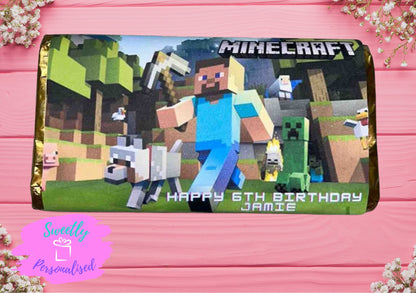 Personalised Minecraft Chocolate Bar Wrapper Birthday Christmas Easter Gift Party