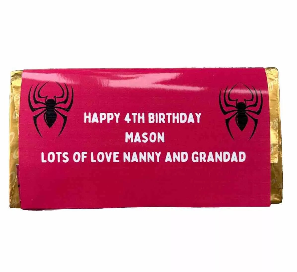Personalised Spiderman Chocolate Bar Wrapper Birthday Christmas Easter Gift Novelty