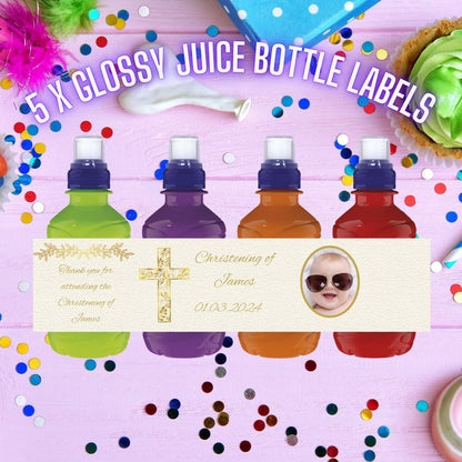5 X Personalised Fruit Shoot Wrapper Labels Christening Communion Birthday Christmas Novelty