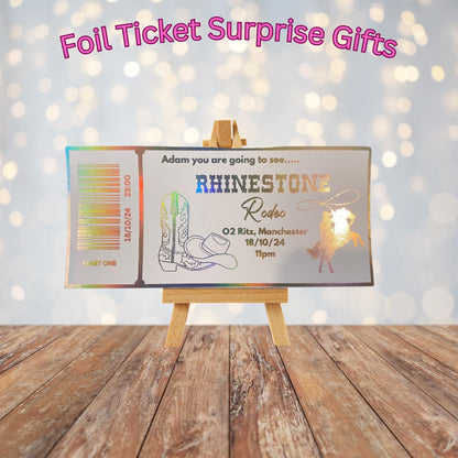 Personalised Foil Concert Ticket Surprise Gift Voucher Theatre Musical Show Event