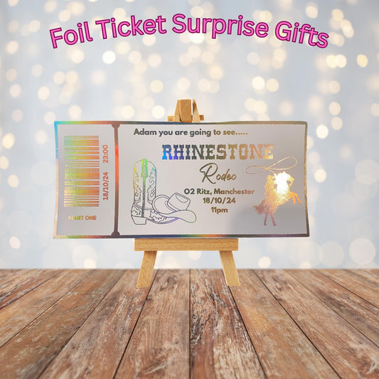 Personalised Foil Concert Ticket Surprise Gift Voucher Theatre Musical Show Event