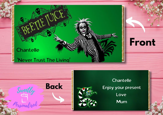 Personalised Beetlejuice Halloween Sweet Chocolate Bar Wrapper Gift
