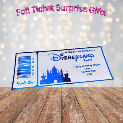 Personalised Foil Disneyland Paris / Florida Surprise Ticket Gift | Holiday Reveal Keepsake