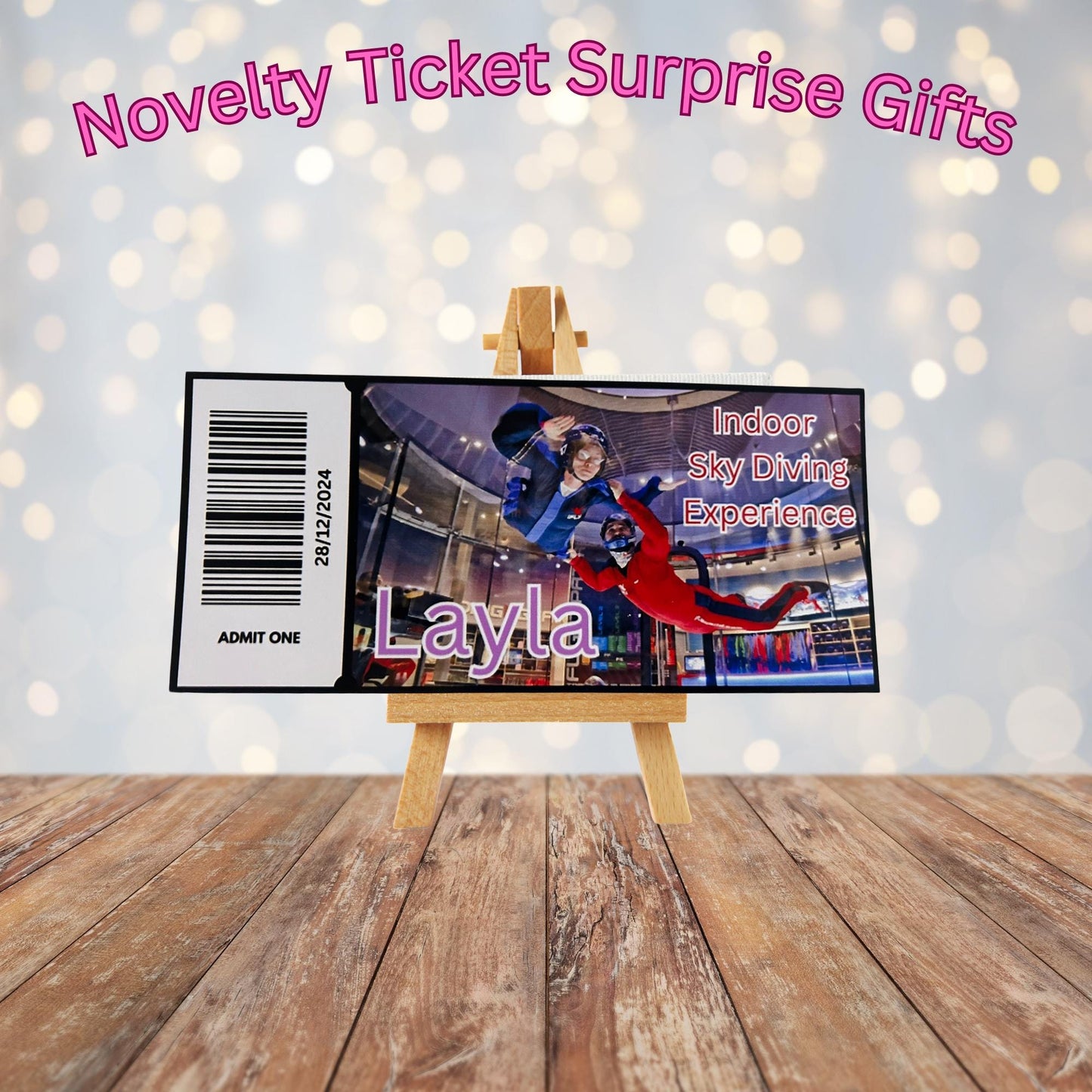 Personalised Glossy Concert Ticket Surprise Gift Voucher Theatre Musical Show , Event Live Show ,  Souvenir Memorabilia , Christmas Present