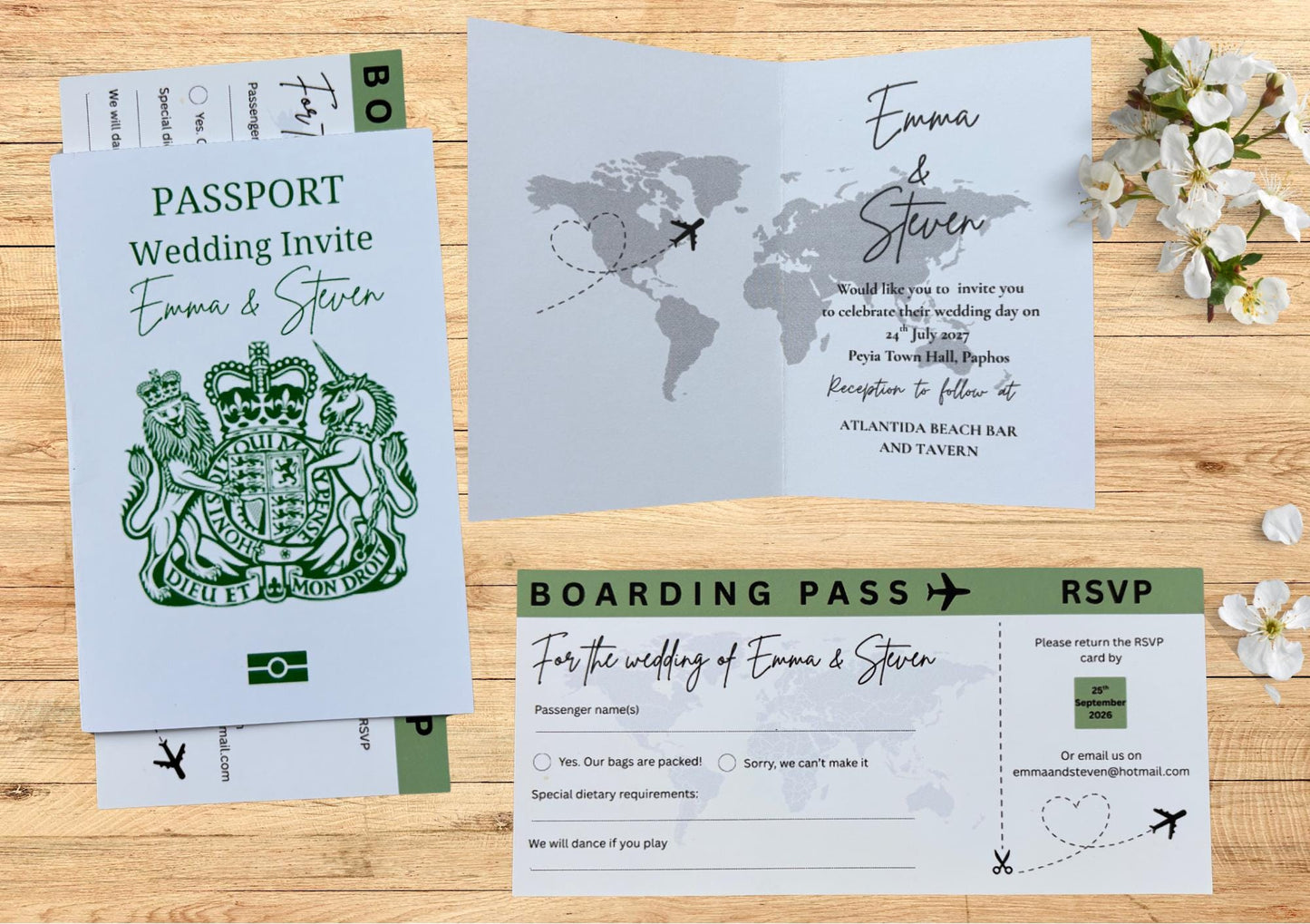 Passport Wedding Invitation, Boarding Pass RSVP. Travel Holiday Wedding, Plane Ticket Invite
