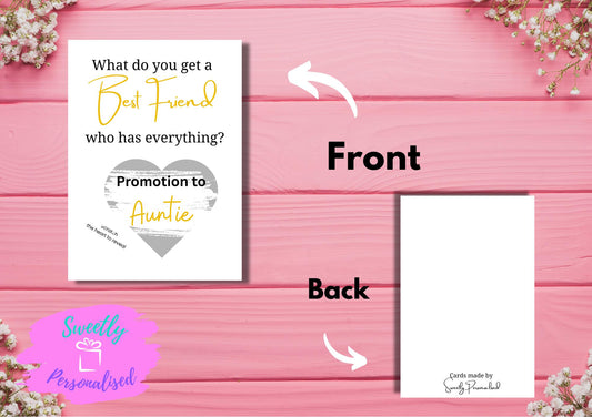 Pregnancy reveal scratch card, Pregnancy announcement, Best friend gets promoted to Auntie. Reveal scratch card