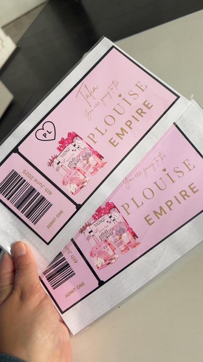 Personalised Glossy Concert Ticket Surprise Gift Voucher Theatre Musical Show , Event Live Show ,  Souvenir Memorabilia , Christmas Present