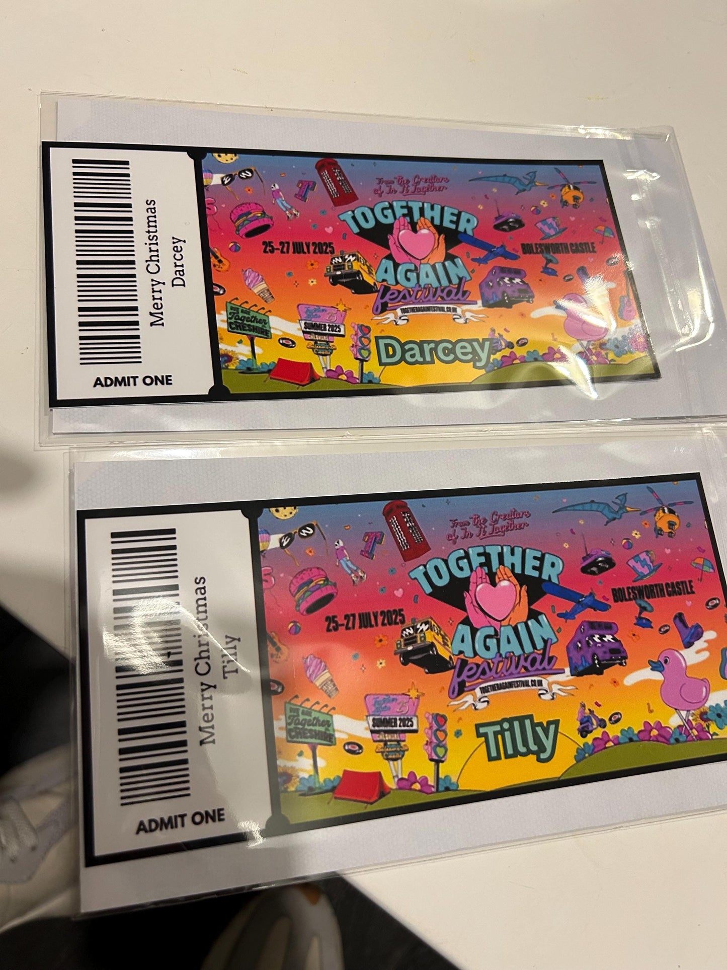 Personalised Glossy Concert Ticket Surprise Gift Voucher Theatre Musical Show , Event Live Show ,  Souvenir Memorabilia , Christmas Present