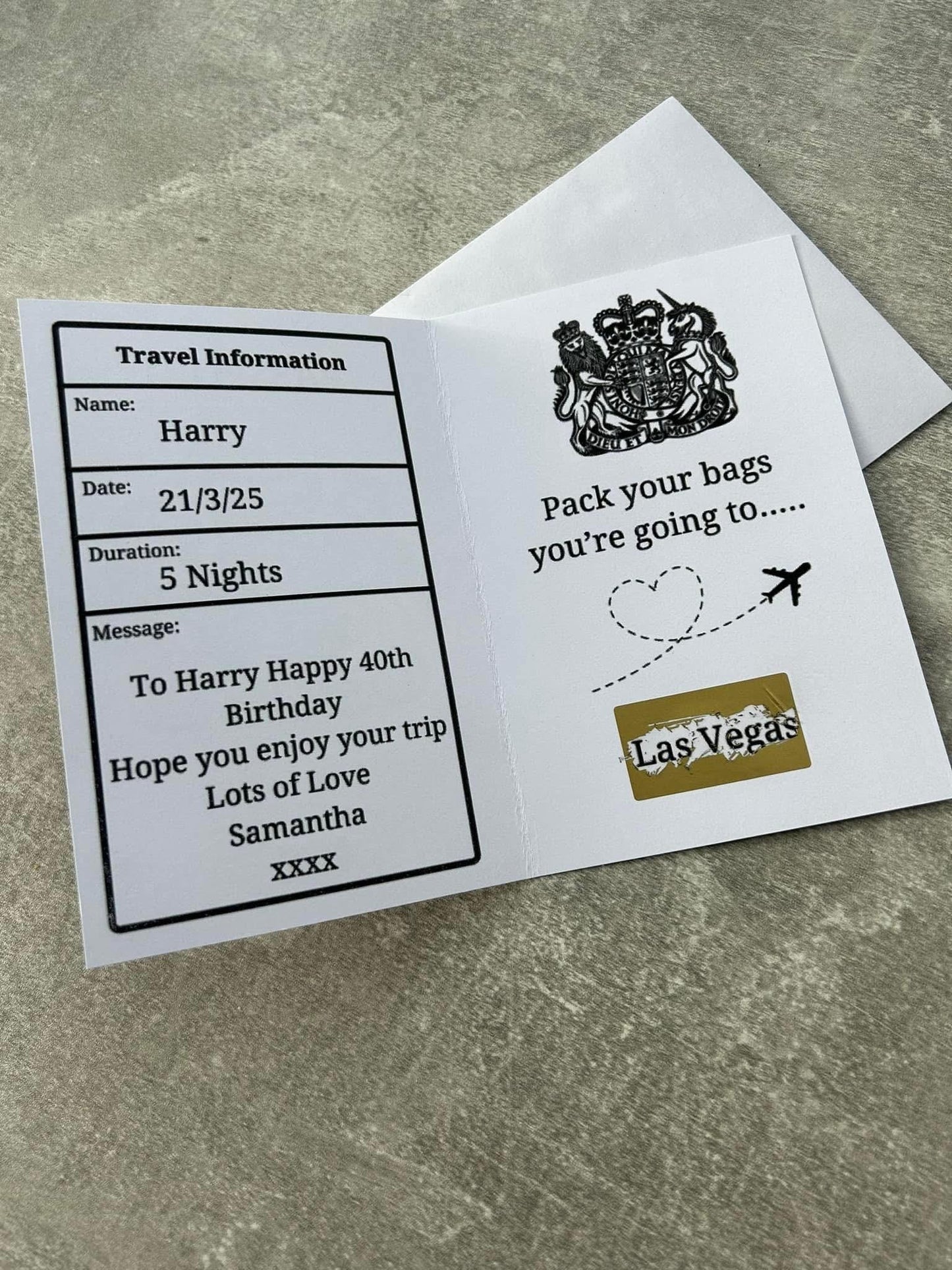 Personalised Holiday Travel Surprise Reveal Scratch Off Foil Novelty Passport, Scratch Card, Scratch Off Voucher, Scratch Surprise Passport