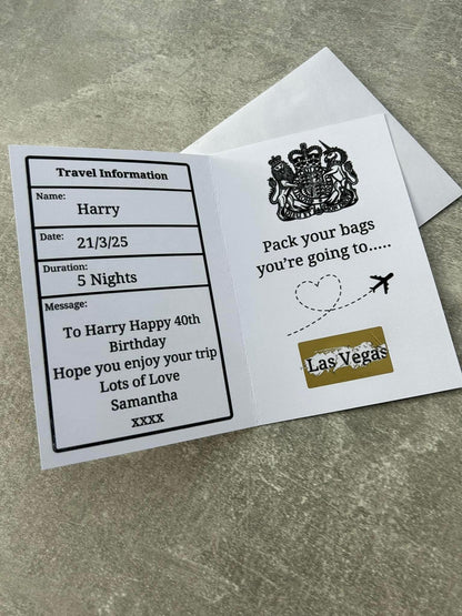 Personalised Holiday Travel Surprise Reveal Scratch Off Foil Novelty Passport, Scratch Card, Scratch Off Voucher, Scratch Surprise Passport