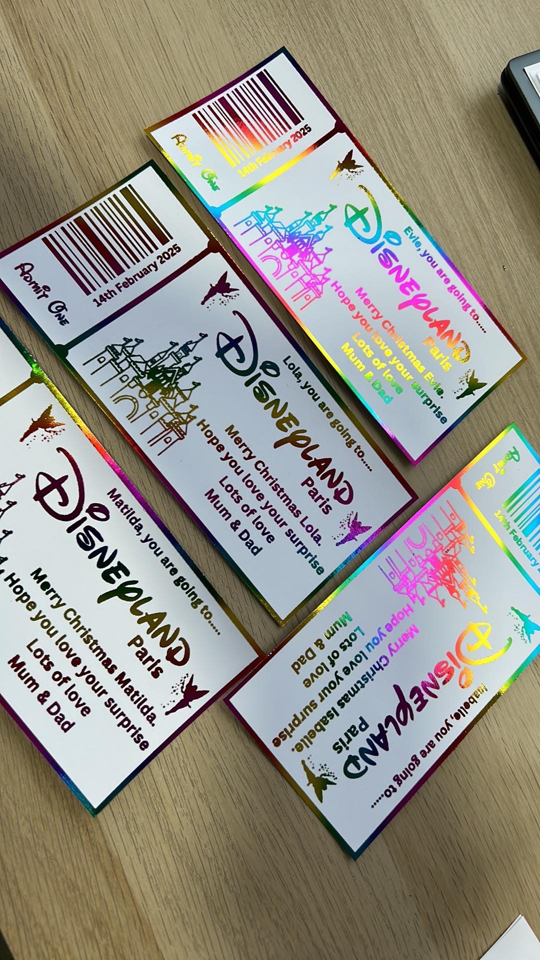 Personalised Foil Disneyland Paris / Florida Surprise Ticket Gift | Holiday Reveal Keepsake