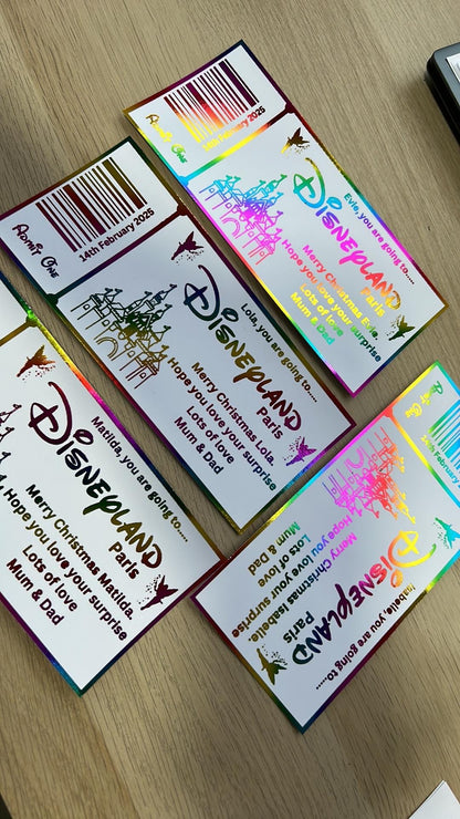Personalised Foil Disneyland Paris / Florida Surprise Ticket Gift | Holiday Reveal Keepsake