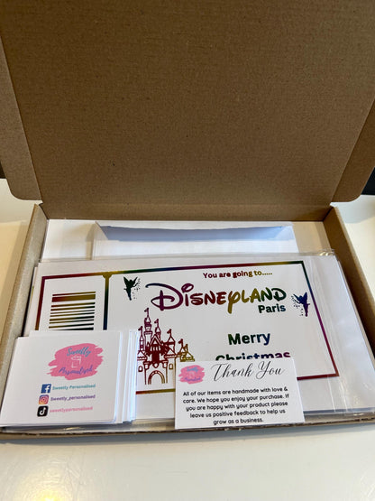 Personalised Foil Disneyland Paris / Florida Surprise Ticket Gift | Holiday Reveal Keepsake