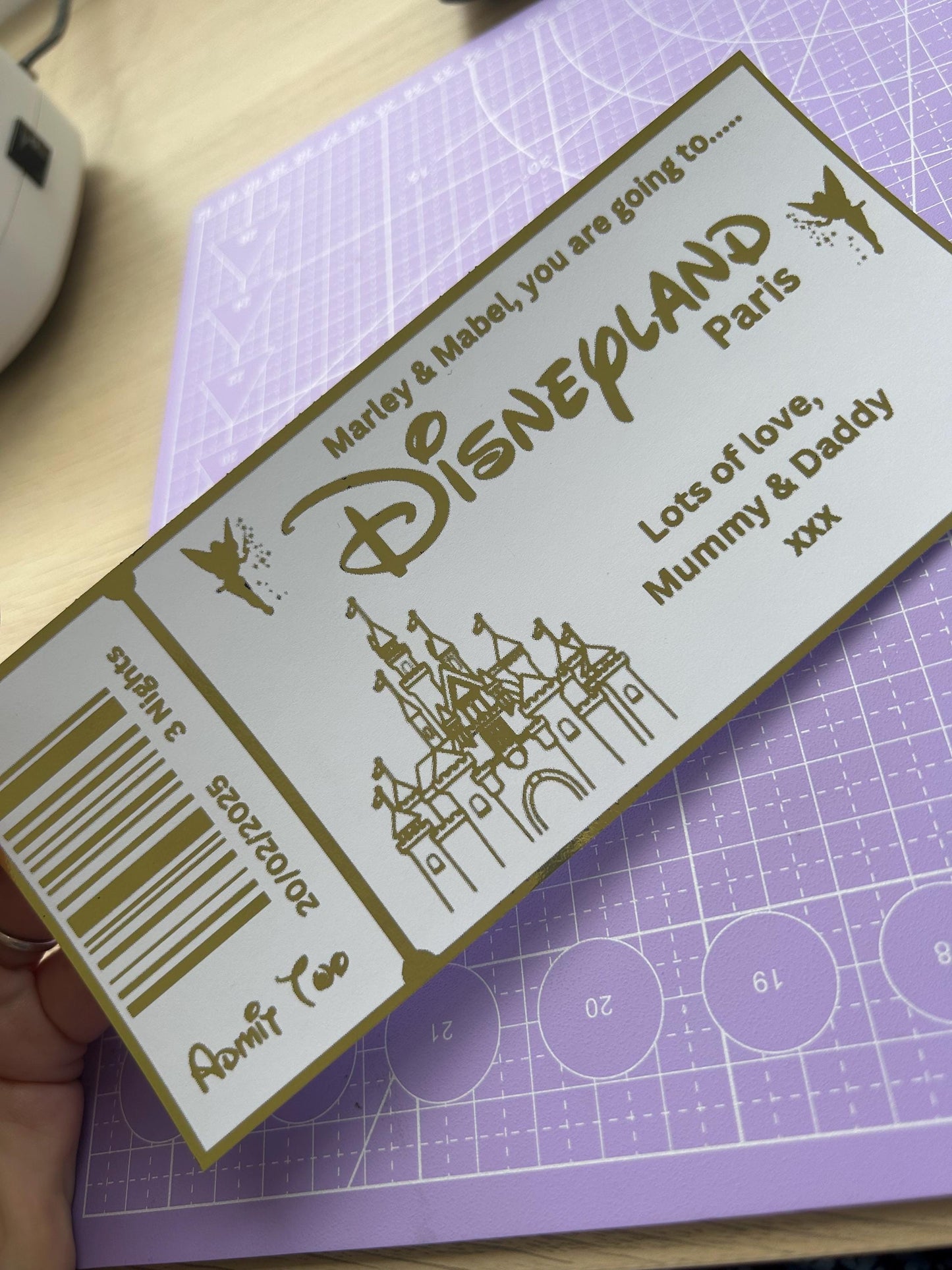 Personalised Foil Disneyland Paris / Florida Surprise Ticket Gift | Holiday Reveal Keepsake