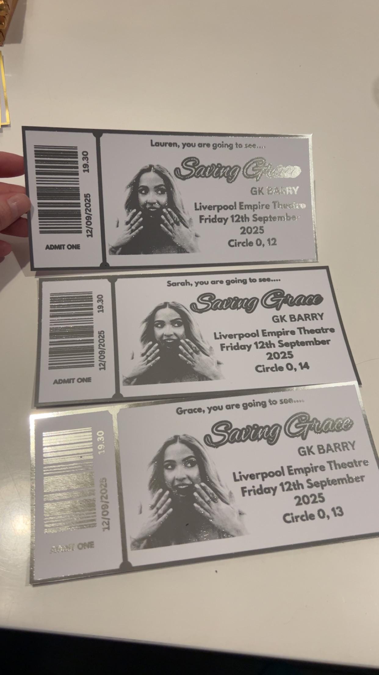 Personalised Foil Concert Ticket Surprise Gift Voucher Theatre Musical Show Event