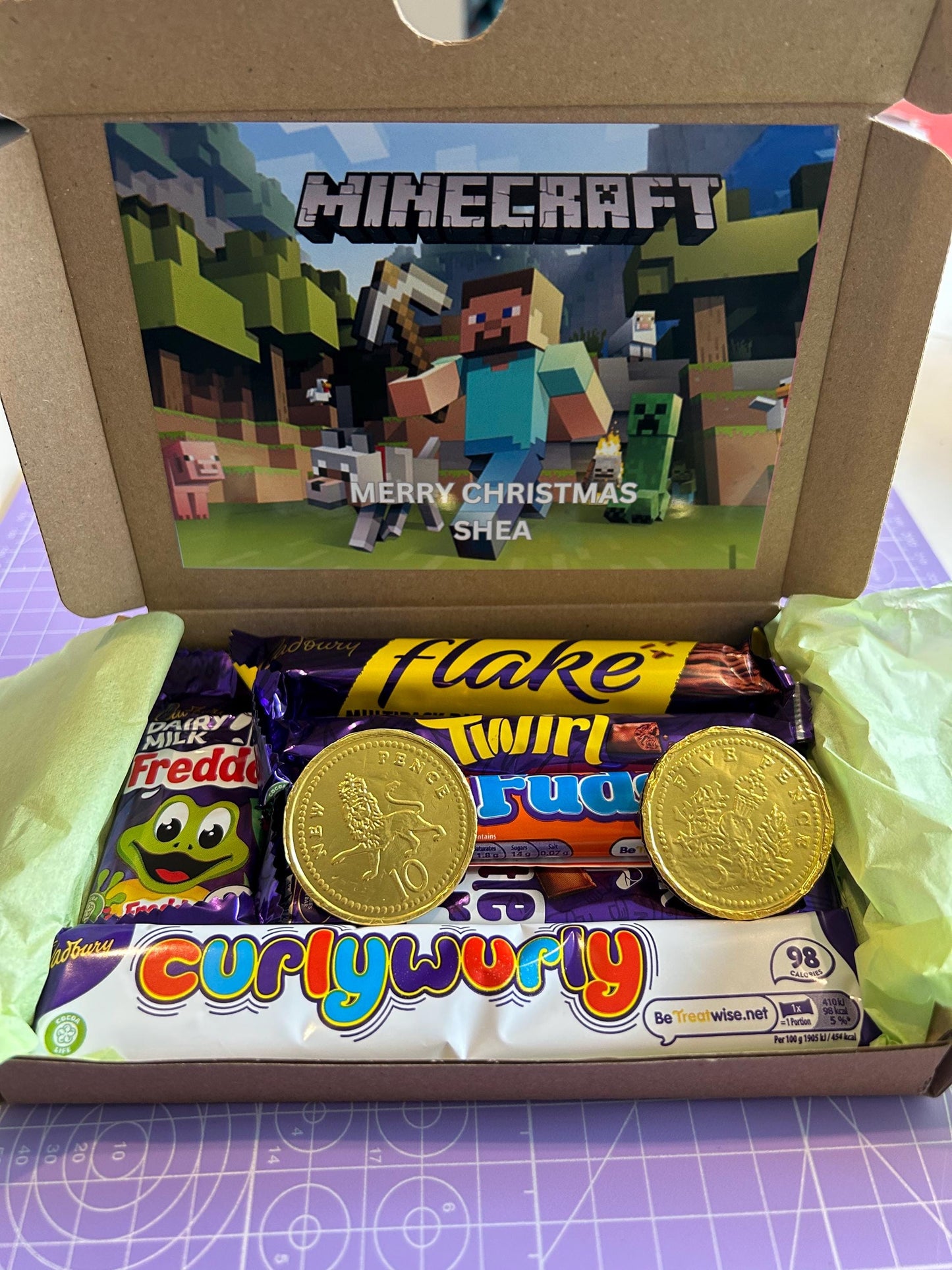 Chocolate Kids Gift Selection Box Personalised Hamper Minecraft Barbie And More Choose Cadbury or Kinder