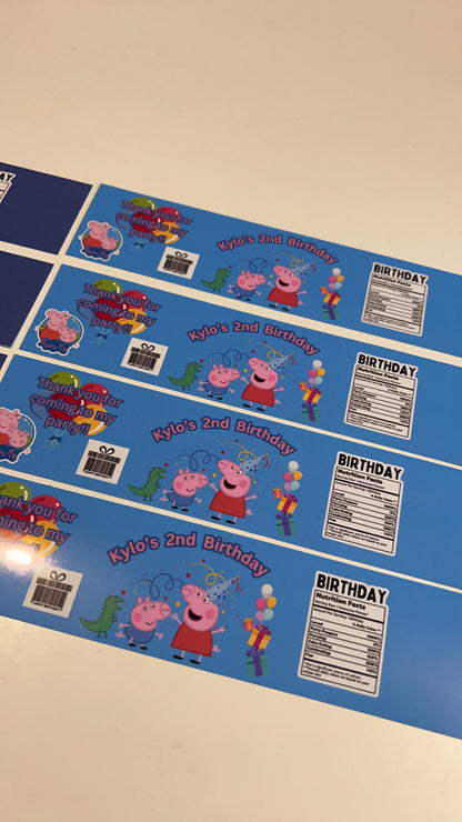 5 X Bluey Personalised Fruit Shoot & Water Bottle Wrapper Labels Birthday Novelty Party Bag Fillers