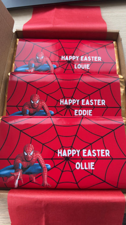 Personalised Spiderman Chocolate Bar Wrapper Birthday Christmas Easter Gift Novelty
