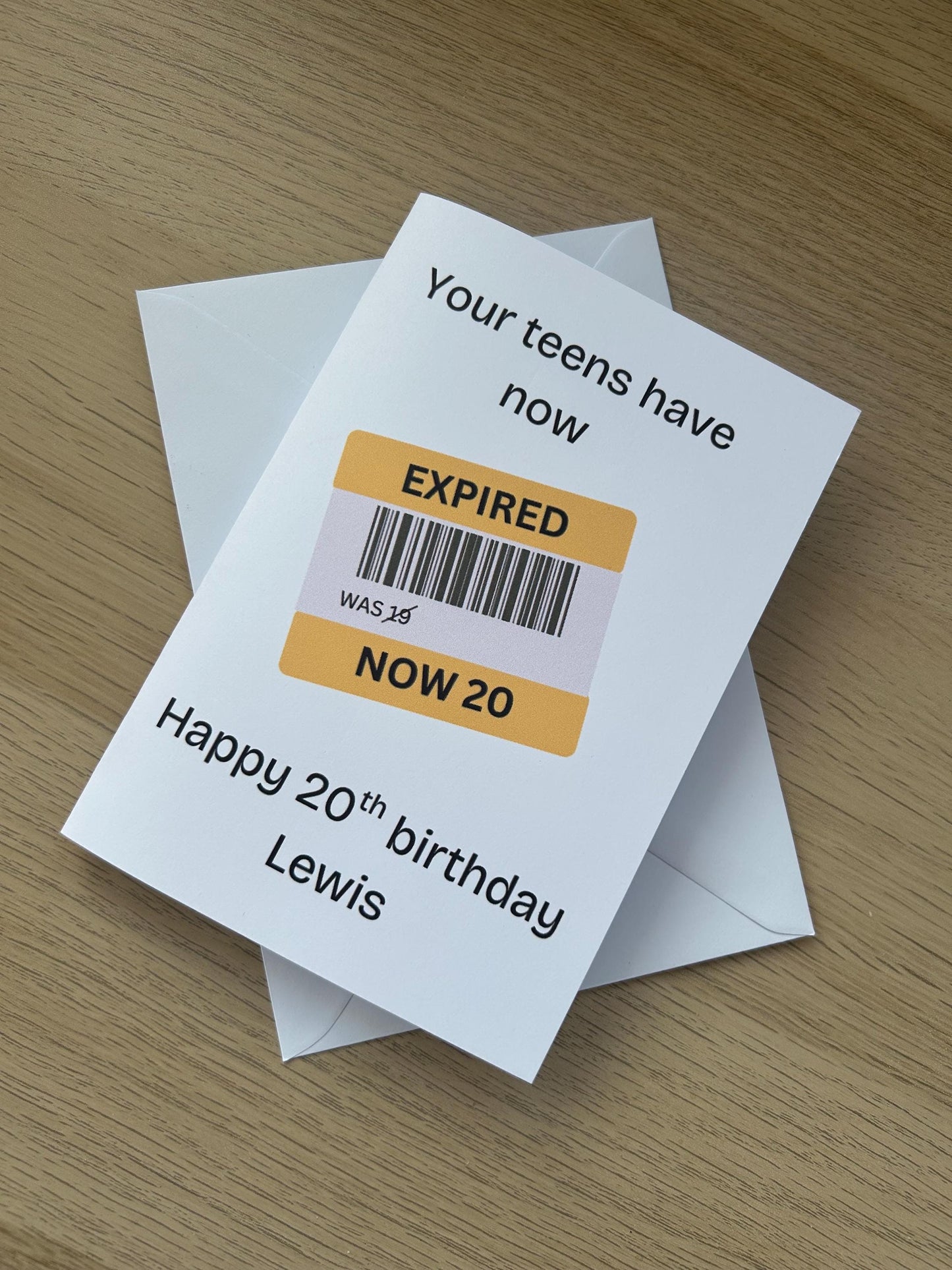 Personalised Happy 20th Birthday Card Funny Expired Teens 20th Birthday Card, Card for 20th Birthday, Card for 20 Year Old,