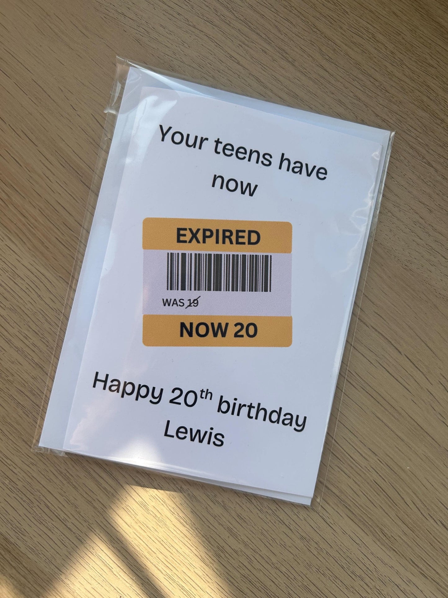 Personalised Happy 20th Birthday Card Funny Expired Teens 20th Birthday Card, Card for 20th Birthday, Card for 20 Year Old,
