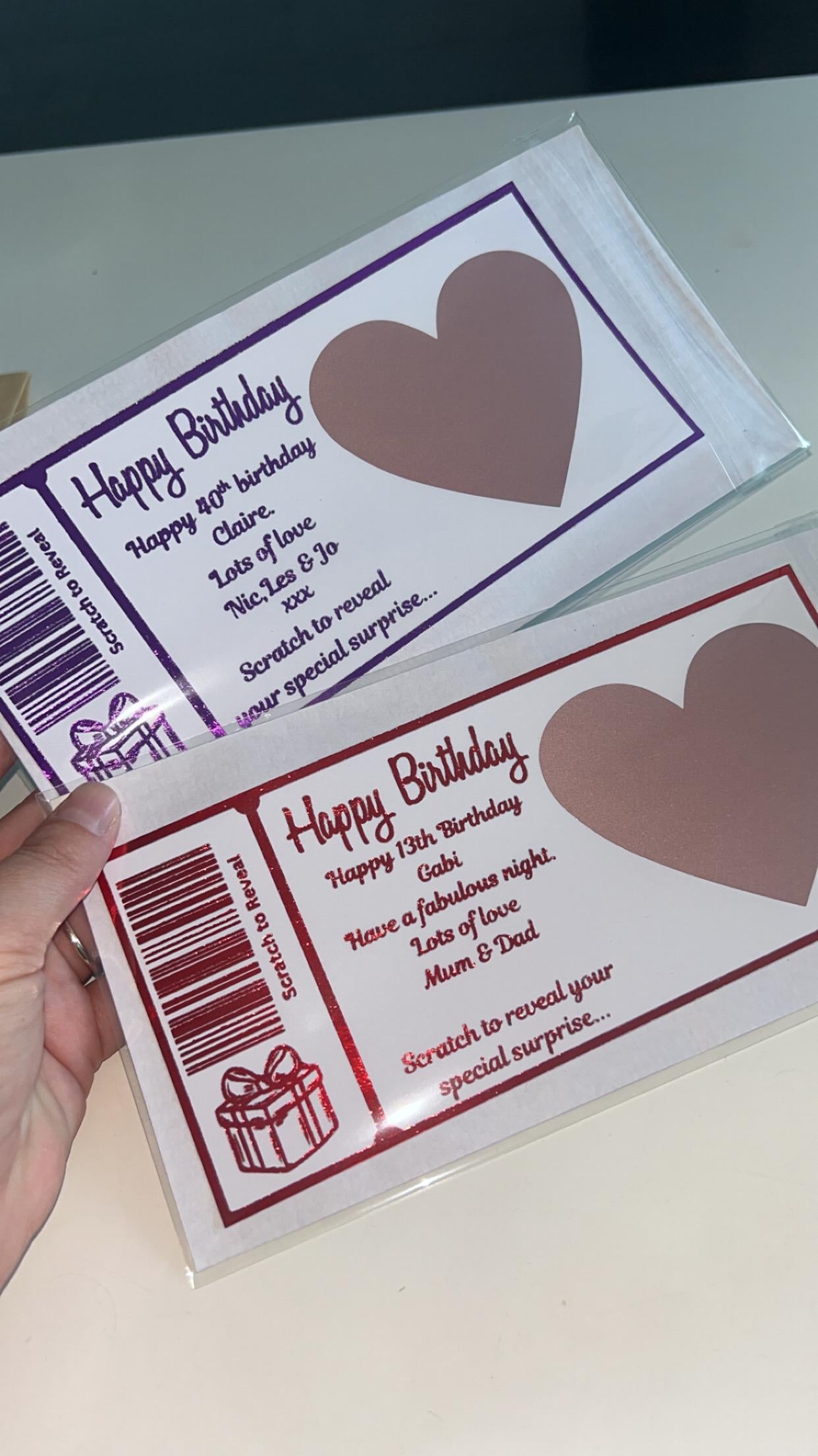Personalised Surprise Scratch Off Birthday Gift Ticket, Scratch Reveal Holiday Gift, Surprise Trip Announcement, Custom Travel Voucher Card