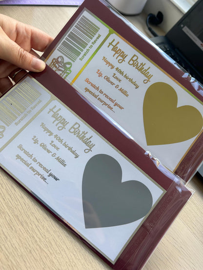 Personalised Surprise Scratch Off Birthday Gift Ticket, Scratch Reveal Holiday Gift, Surprise Trip Announcement, Custom Travel Voucher Card