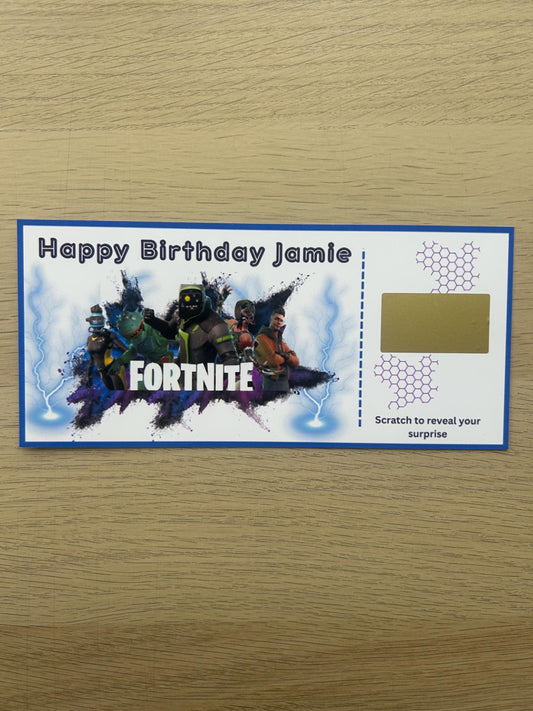 Personalised Surprise GAMING Birthday Christmas voucher, Scratch to Reveal Voucher, Boys Girls Gaming Gift, voucher glossy scratch gift card