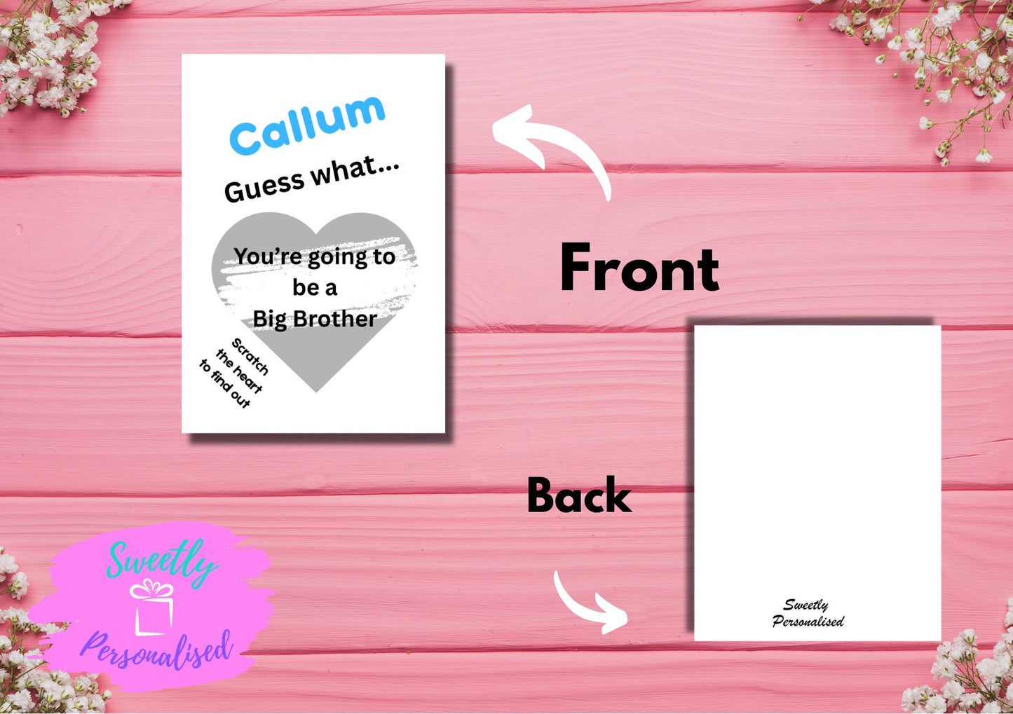 Personalised you’re going to be a Big brother scratch and reveal card! Baby surprise BIG BROTHER !, Big Brother again