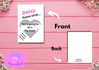 Personalised you’re going to be a Big Sister scratch and reveal card! Baby surprise BIG SISTER !, Big sister again