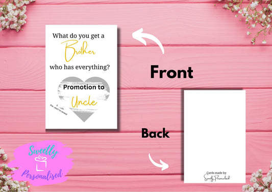 Pregnancy reveal scratch card, Pregnancy announcement, Brother promoted to Uncle. reveal scratch card, Uncle, Uncle again