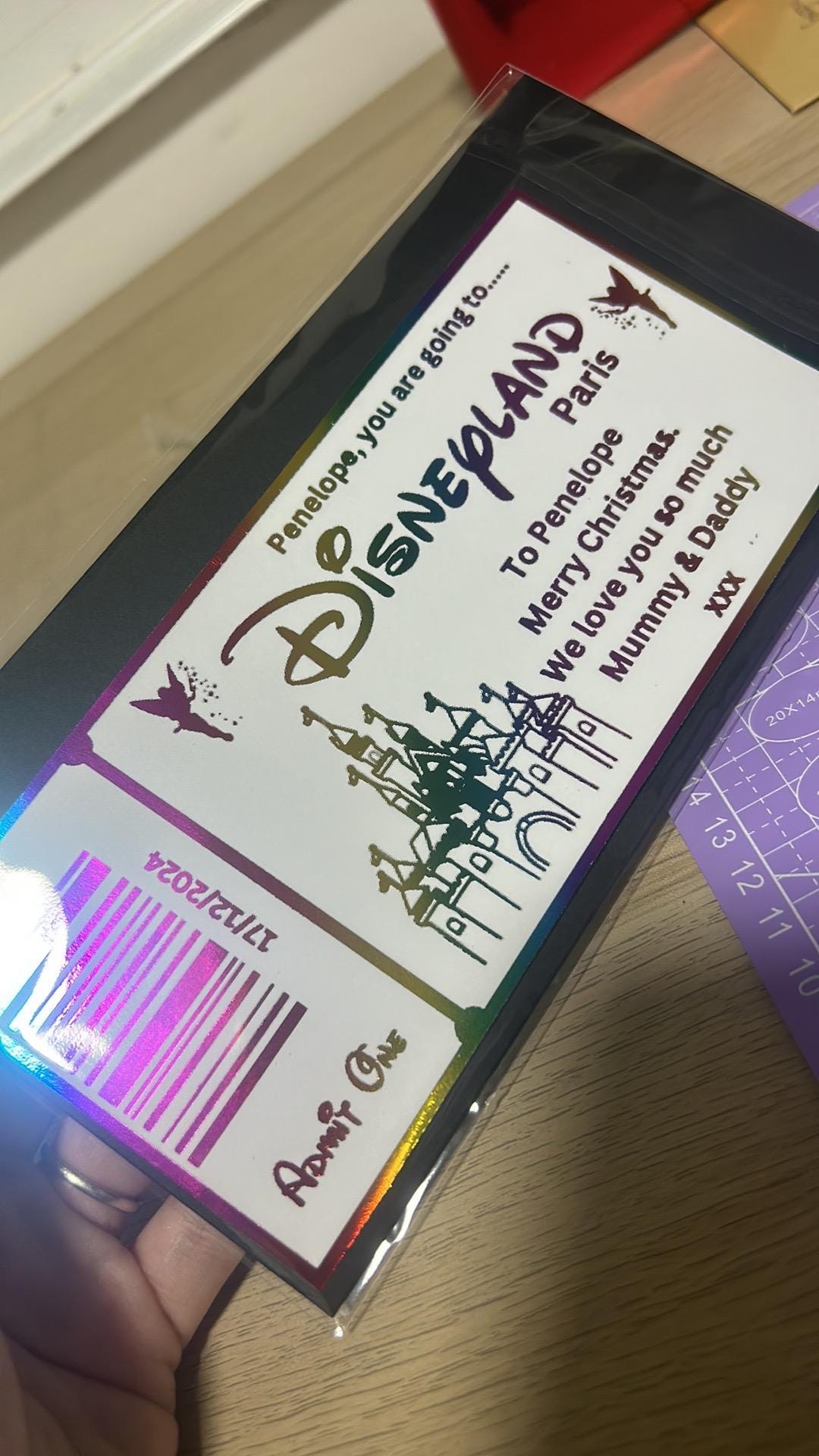 Personalised Foil Disneyland Paris / Florida Surprise Ticket Gift | Holiday Reveal Keepsake