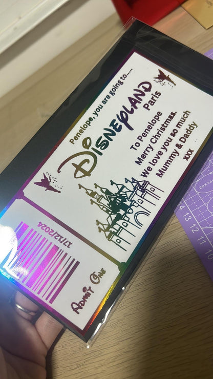 Personalised Foil Disneyland Paris / Florida Surprise Ticket Gift | Holiday Reveal Keepsake