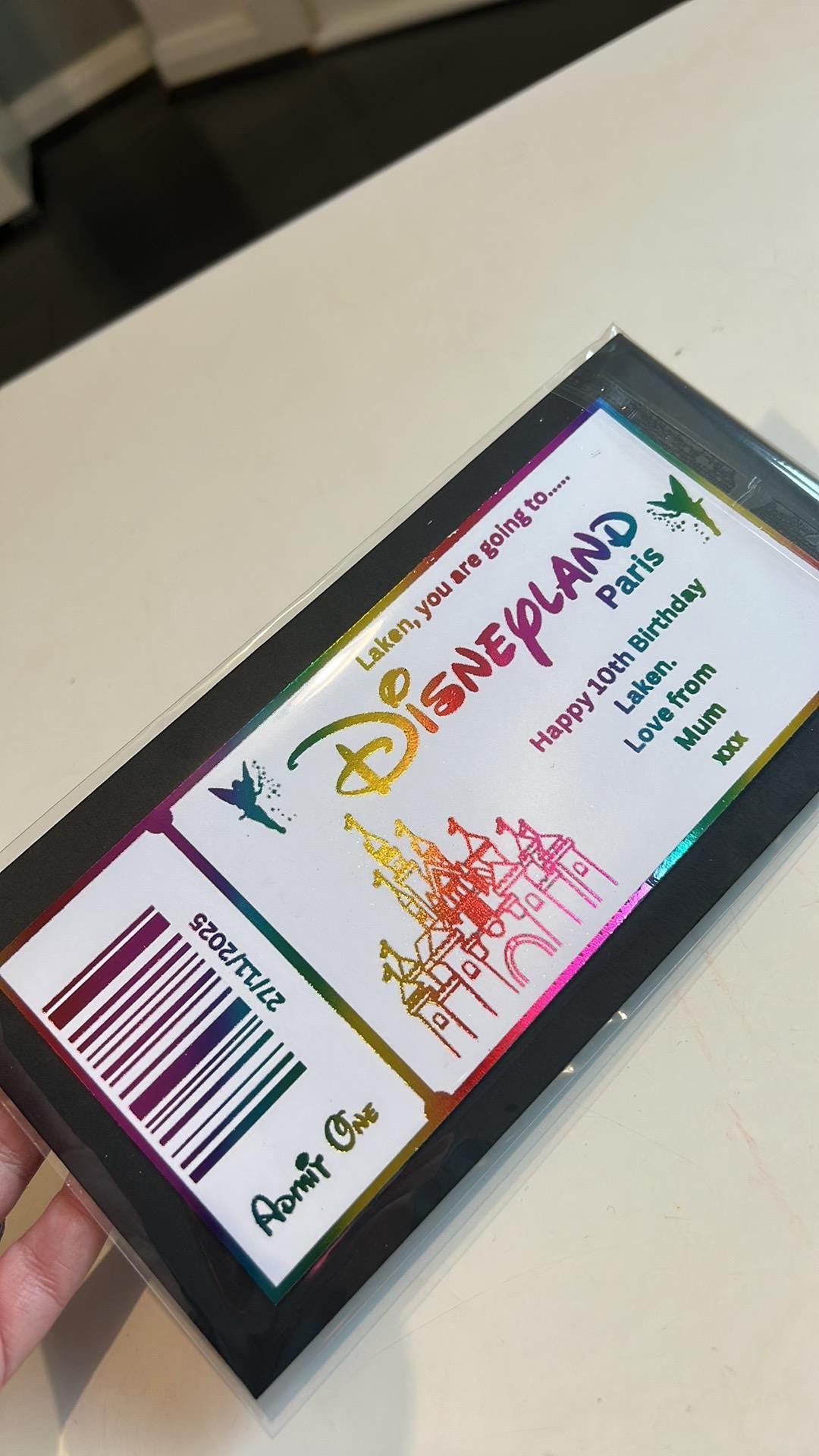 Personalised Foil Disneyland Paris / Florida Surprise Ticket Gift | Holiday Reveal Keepsake