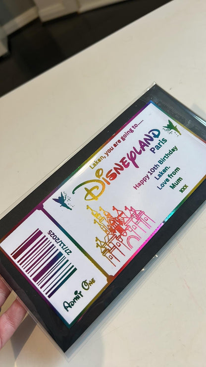 Personalised Foil Disneyland Paris / Florida Surprise Ticket Gift | Holiday Reveal Keepsake