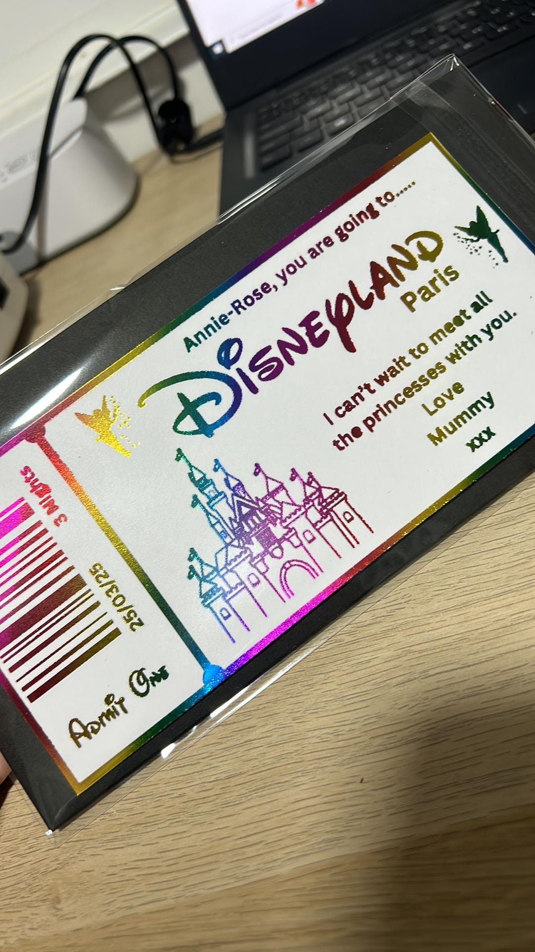 Personalised Foil Disneyland Paris / Florida Surprise Ticket Gift | Holiday Reveal Keepsake