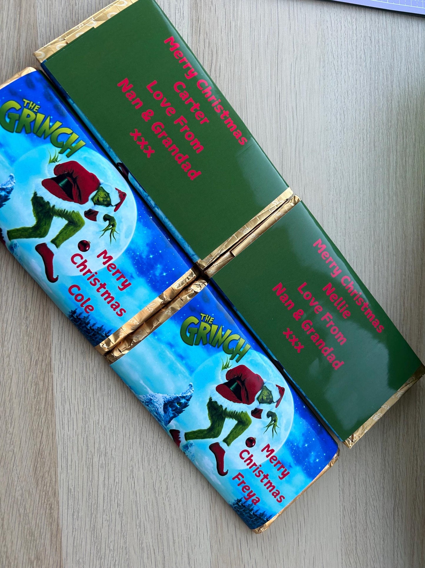 Personalised Grinch Chocolate Bar Wrapper Christmas Xmas Present Gift Stocking Filler