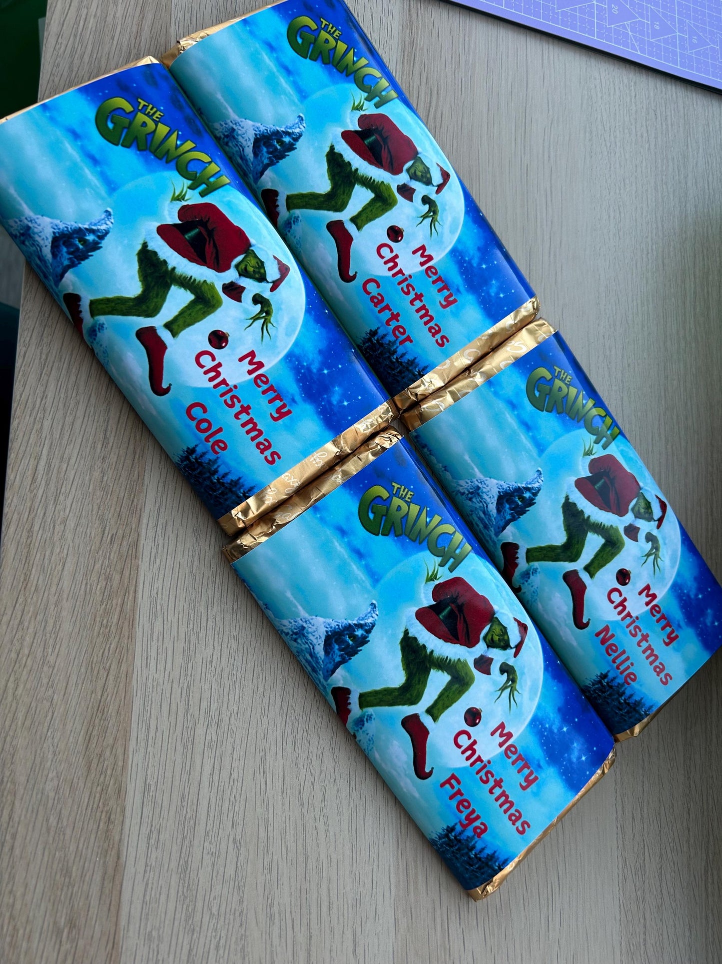 Personalised Grinch Chocolate Bar Wrapper Christmas Xmas Present Gift Stocking Filler