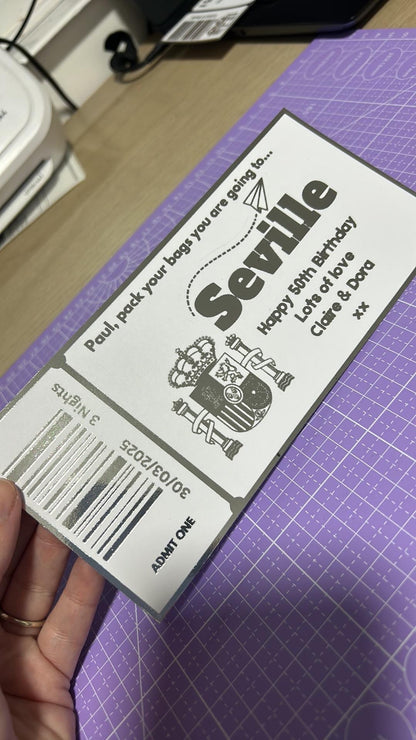 Personalised Foil Concert Ticket Surprise Gift Voucher Theatre Musical Show Event