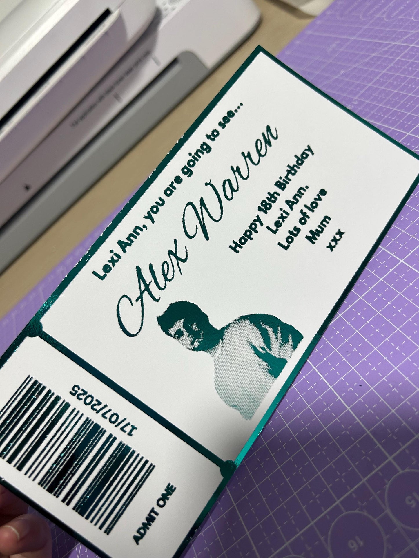 Personalised Foil Concert Ticket Surprise Gift Voucher Theatre Musical Show Event