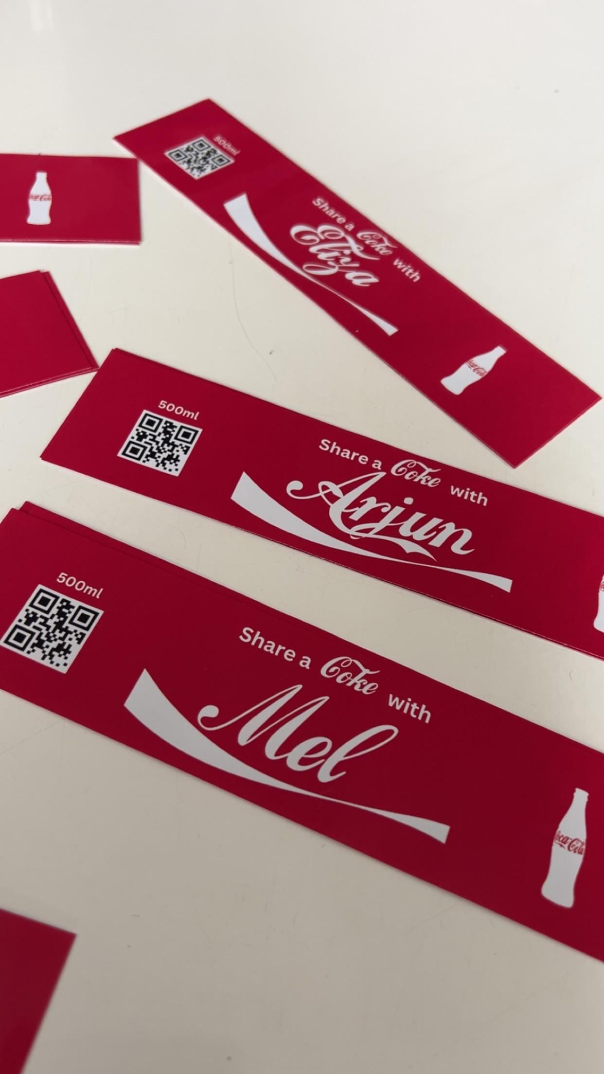 4 x Personalised Novelty 'Share a Cola' 500ml Bottle Label Wrapper Birthday Father's Fathers Day Dad Christmas Xmas