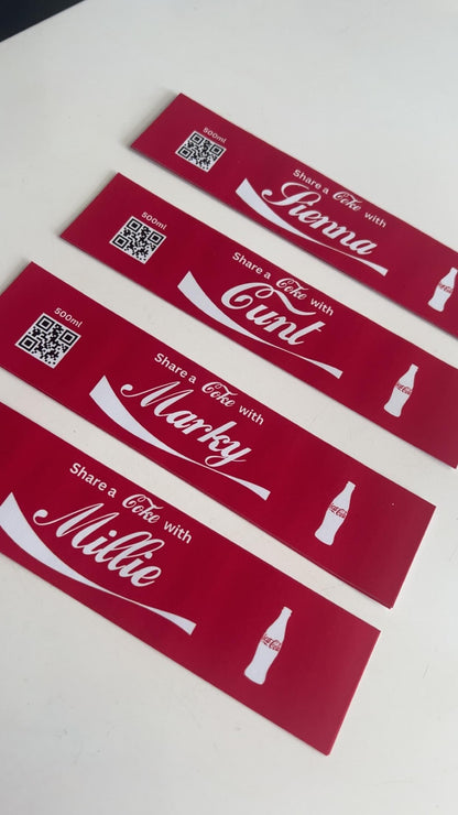 4 x Personalised Novelty 'Share a Cola' 500ml Bottle Label Wrapper Birthday Father's Fathers Day Dad Christmas Xmas